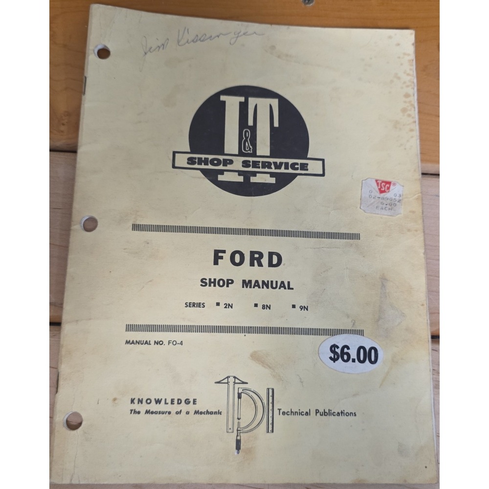 VINTAGE FORD TRACTOR SHOP MANUAL 2N 8N‎ 9N SHOP SERVICE TECHNICAL PUBLICATIONS
